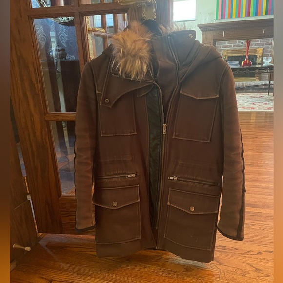 The Kooples parka with hood and real raccoon fur collar - size small - Picture 3 of 7